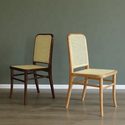 General Dining Room Furniture Solid Wood Dining Chair with Rattan Seat and Cane Backrest