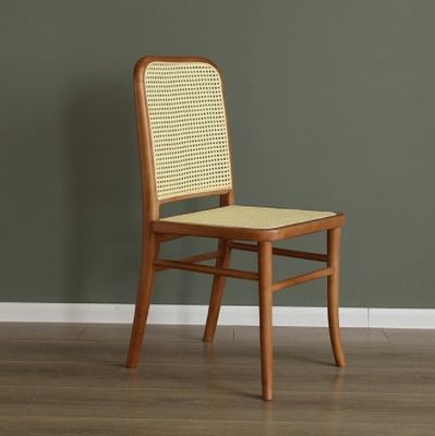 General Dining Room Furniture Solid Wood Dining Chair with Rattan Seat and Cane Backrest