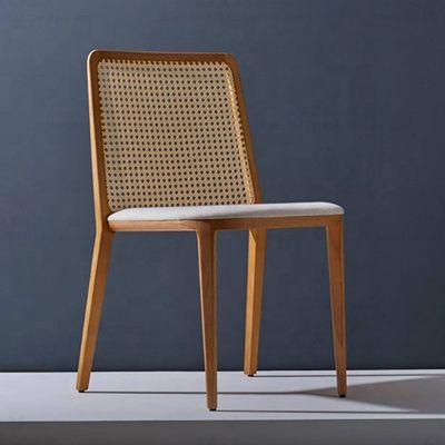 General Dining Room Furniture Solid Wood Dining Chair with Rattan Seat and Cane Backrest