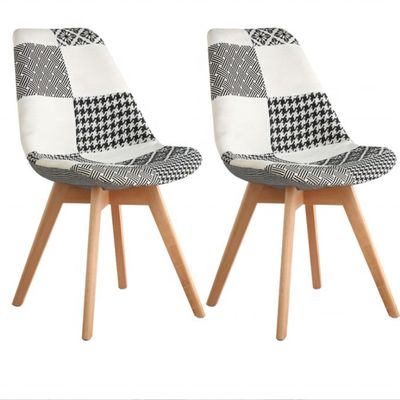 Without Folded Fabric Linen Reception Chairs With Backrest Soft Cushion Tulip Patchwork Scandinavian Chair for Kitchen