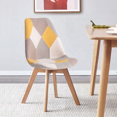 Without Folded Fabric Linen Reception Chairs With Backrest Soft Cushion Tulip Patchwork Scandinavian Chair for Kitchen