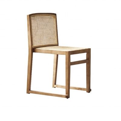 Space Saving Stacking Wood Rattan Dining Chairs Modern Nordic Style for Comfortable Dining