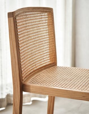 Space Saving Stacking Wood Rattan Dining Chairs Modern Nordic Style for Comfortable Dining