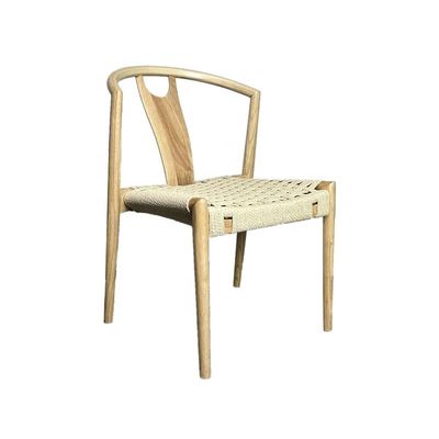 Mail Packing Simple Restaurant Stackable Wood Chair with Rope Seat and Lightweight Design