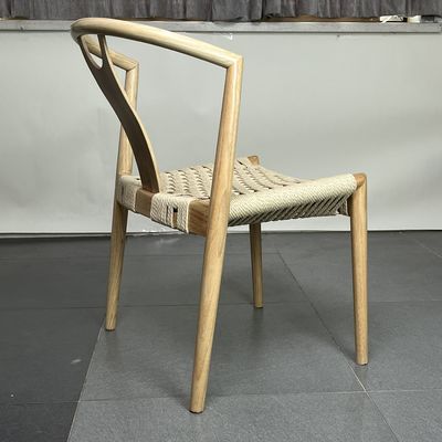 Mail Packing Simple Restaurant Stackable Wood Chair with Rope Seat and Lightweight Design