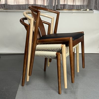 Japanese Wooden Wingback Stackable Dining Chair with Adjustable Height and Customization