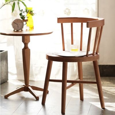 Living Room Leisure Medieval Restaurant Dining Chair with Retro Wooden Design and 120kg Weight Limit
