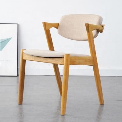 OEM/ODM Accepted Z Shaped White Oak Wood Dining Chair with Fabric and Solid Wood