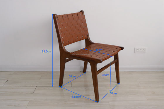 Modern Nordic Light Luxury Saddle Leather Solid Wood Dining Chair for Hotel Homestay