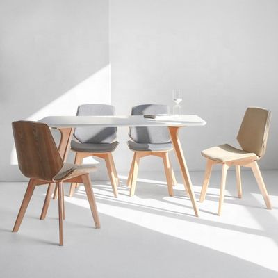 Practical Home Furniture Dining Chair with Solid Wood Legs and Customized Fabric