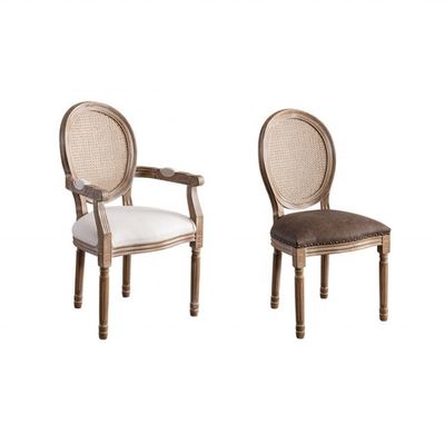 Adjustable Height Wooden Arm Chair in EUROPEAN Design Style for Vintage French Luxury Dining