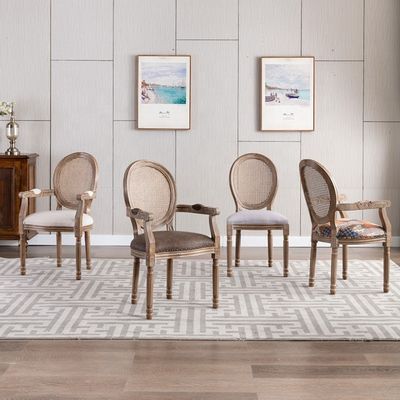 Adjustable Height Wooden Arm Chair in EUROPEAN Design Style for Vintage French Luxury Dining