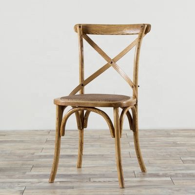 Elegant Design Ice Cream Color Wooden Stackable Cross Back Vintage Dining Room Chair for Wooden