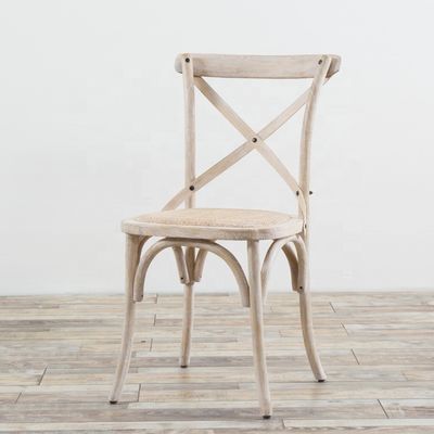 Elegant Design Ice Cream Color Wooden Stackable Cross Back Vintage Dining Room Chair for Wooden