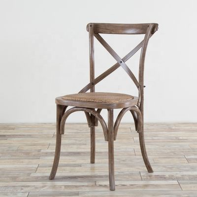 Elegant Design Ice Cream Color Wooden Stackable Cross Back Vintage Dining Room Chair for Wooden