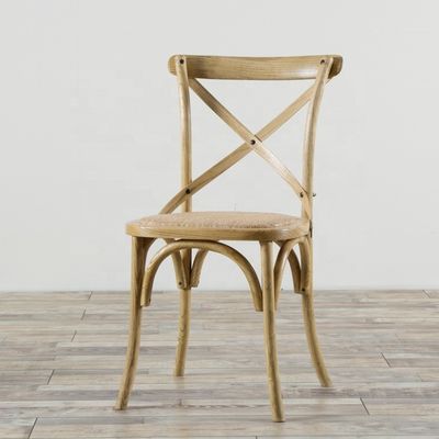 Elegant Design Ice Cream Color Wooden Stackable Cross Back Vintage Dining Room Chair for Wooden