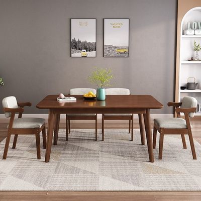 Exquisite Rectangular Dining Table and Chair Combination for Living Room General Home Furniture