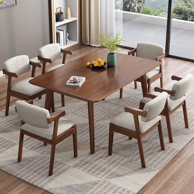 Exquisite Rectangular Dining Table and Chair Combination for Living Room General Home Furniture