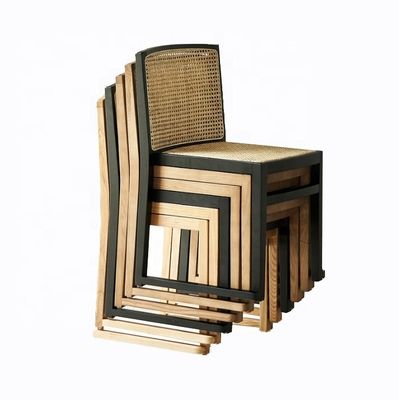 Dining Room Furniture Modern Solid Wood Dining Chair for Banquet Stackable Rattan Chair NO Folded