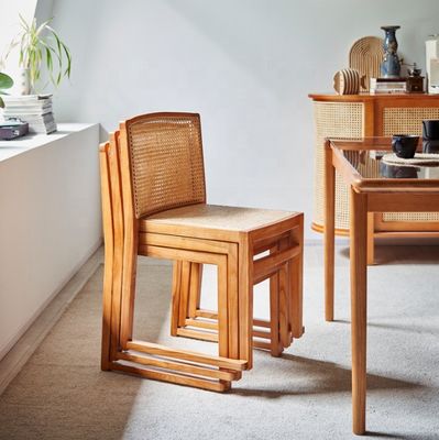 Dining Room Furniture Modern Solid Wood Dining Chair for Banquet Stackable Rattan Chair NO Folded