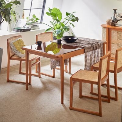 Dining Room Furniture Modern Solid Wood Dining Chair for Banquet Stackable Rattan Chair NO Folded