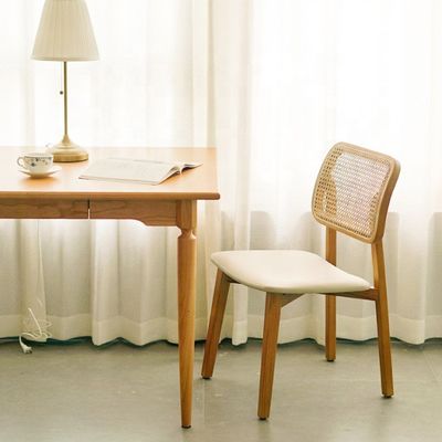 Nordic Leisure Style Wooden Rattan Dining Chair for Modern Interiors