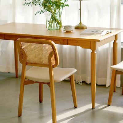 Nordic Leisure Style Wooden Rattan Dining Chair for Modern Interiors