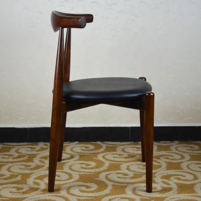 Wooden Leg Luxury Japanese Style Dining Chair with Modern PU Leather Upholstered Seat and Classic Wood