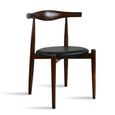 Wooden Leg Luxury Japanese Style Dining Chair with Modern PU Leather Upholstered Seat and Classic Wood