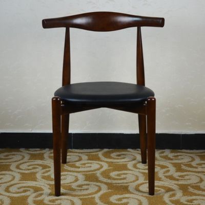 Wooden Leg Luxury Japanese Style Dining Chair with Modern PU Leather Upholstered Seat and Classic Wood