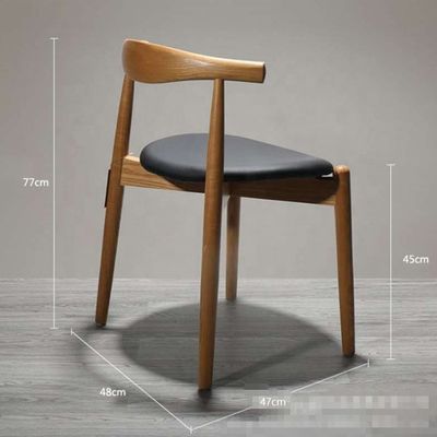 Wooden Leg Luxury Japanese Style Dining Chair with Modern PU Leather Upholstered Seat and Classic Wood