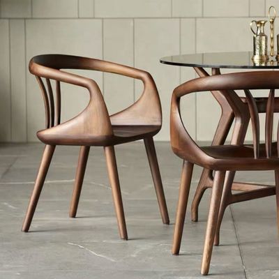 Black Walnut Luxury Dining Chair Solid Wood Back Chair Modern Nordic Leisure Dinning Chair for Elegant Dining Experience