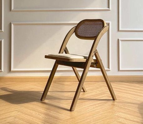 Rustic Style Solid Wood Rattan Folding Chairs for Events Optional Colors and Durable Design