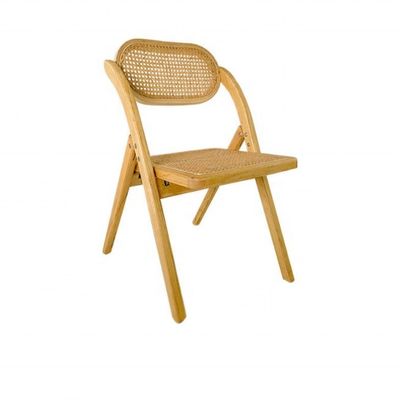 Rustic Style Solid Wood Rattan Folding Chairs for Events Optional Colors and Durable Design