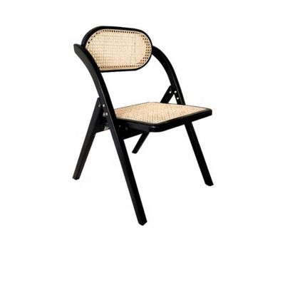 Rustic Style Solid Wood Rattan Folding Chairs for Events Optional Colors and Durable Design