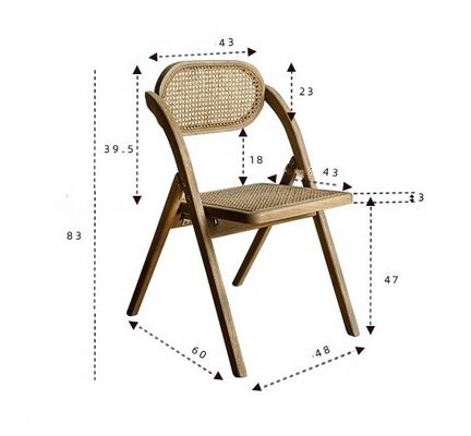 Rustic Style Solid Wood Rattan Folding Chairs for Events Optional Colors and Durable Design