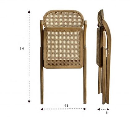 Rustic Style Solid Wood Rattan Folding Chairs for Events Optional Colors and Durable Design