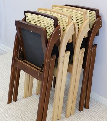 Foldable Wood Chair for Restaurants Durable Rattan Dining Chairs in Natural/Walnut Color
