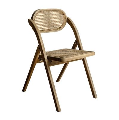 Rubber Wood Frame Folding Restaurant Rattan Dining Chair for Wedding Events