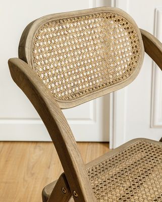 Rubber Wood Frame Folding Restaurant Rattan Dining Chair for Wedding Events