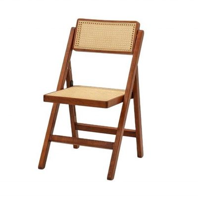 Solid Wood Rattan Frame Natual Rattan Dining Chair Folded Yes for Events in Modern Furniture Restaurant