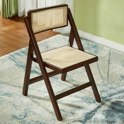 Solid Wood Rattan Frame Natual Rattan Dining Chair Folded Yes for Events in Modern Furniture Restaurant