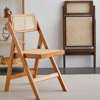 Solid Wood Rattan Frame Natual Rattan Dining Chair Folded Yes for Events in Modern Furniture Restaurant