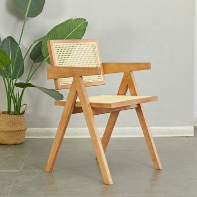 Modern Restaurant Armrest Rattan Cane Dining Chair in Solid Material and Modern Design
