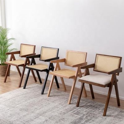Modern Restaurant Armrest Rattan Cane Dining Chair in Solid Material and Modern Design