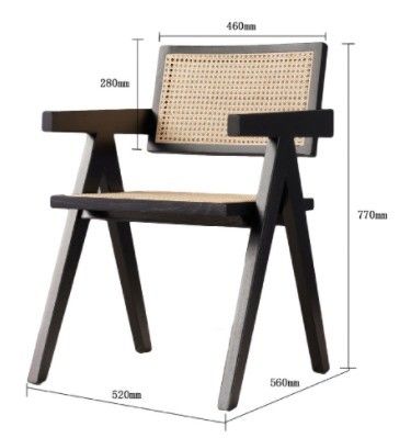 Modern Restaurant Armrest Rattan Cane Dining Chair in Solid Material and Modern Design