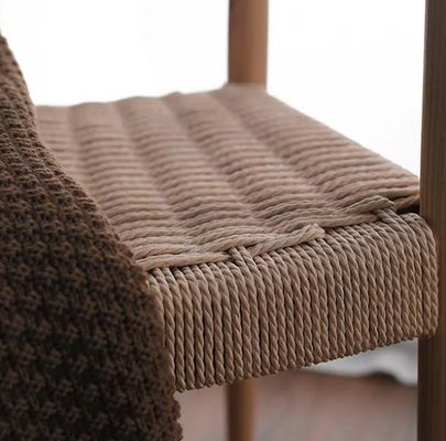 Woven Cord Seat Nordic Armchair for Living Room Meeting Room W59*D47*H73CM Lacquered Finish Modern Wood