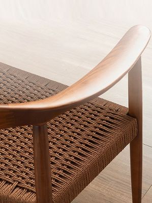 Woven Cord Seat Nordic Armchair for Living Room Meeting Room W59*D47*H73CM Lacquered Finish Modern Wood