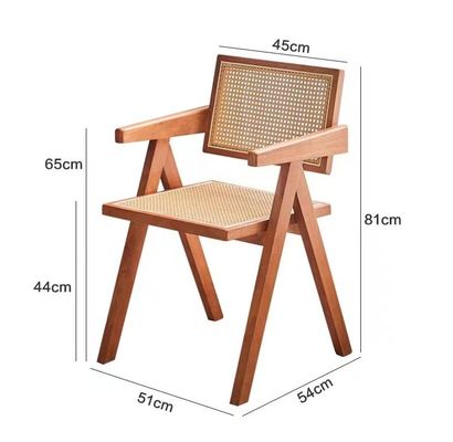 Modern Design Style Dining Room Furniture Luxury Rattan Solid Wood Restaurant Chair With Armrest