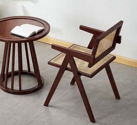 Modern Design Style Dining Room Furniture Luxury Rattan Solid Wood Restaurant Chair With Armrest